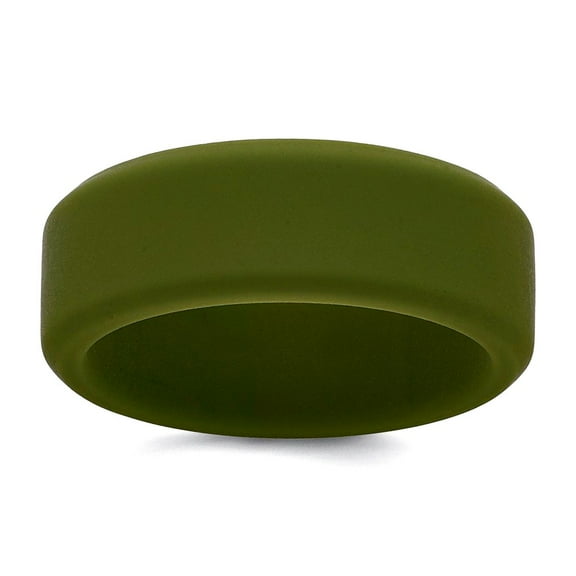 Silicone Olive Green 8mm Band Size 12 Ring for Women and Men