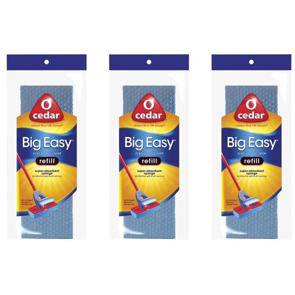 OCedar Big Easy Flat Sponge Mop Refill 3 Pack