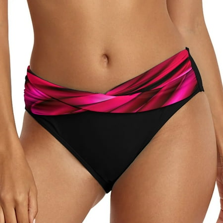 RUTAYY Swimwear Women Swim Shorts Casual Ethnic Flower Printed High Waist Loose Tight Belt Sports Shorts Bikini Bottom Front Ruched Bathing Bottoms Tropical Swim Wear