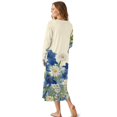 thumbnail image 2 of SEANATIVE Women's Nightgowns Soft Button Front Sleep Shirt Long Sleeve Night Gown Fall Winter Pajama Dress Cozy Full-Length Nightwear for Home Bedroom, 3XL, Blue Lily Daisy Butterfly Cream White, 2 of 7