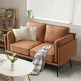 thumbnail image 5 of LEISLAND 60" Faux Leather Loveseat Sofa, Mid-Century Modern Decor 2 Seater Love Seat Couches, Comfy Small Couch with Metal Legs for Living Room/Apartment(Brown), 5 of 8