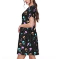 thumbnail image 2 of Balery purple cyan brown Skull Vestidos sueltos de manga corta para mujer, vestidos de verano 2025, vestidos casuales de corte A con vuelo., 2 of 6