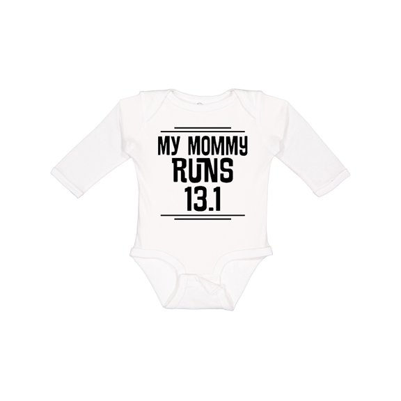 Inktastic Mommy Runs Half Marathon Boys or Girls Long Sleeve Baby Bodysuit