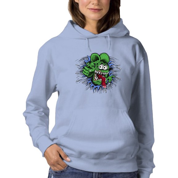 Rat Fink Face Out Of Hole Hoodie Women -T-Line Designs, Female Small