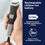Philips Norelco MG5750/49 Multigroom All-In-One Trimmer Series 5000 With 17 Trimming Attachments, No Blade Oil Needed, Black