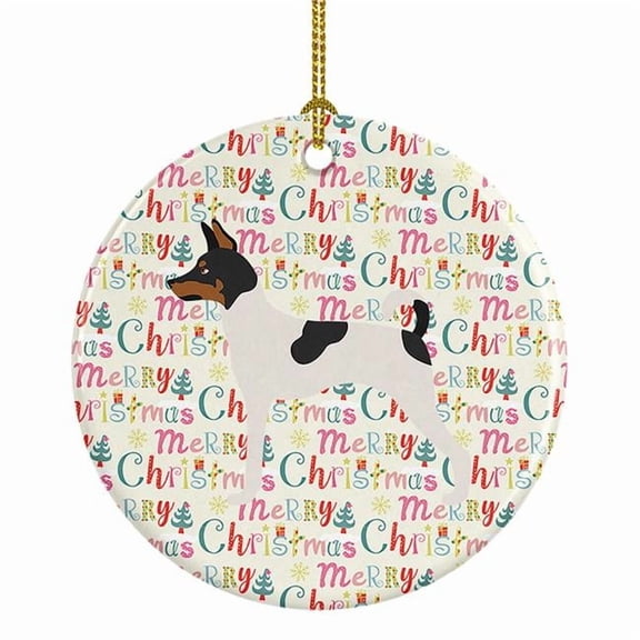 American Toy Fox Terrier Merry Christmas Ceramic Ornament