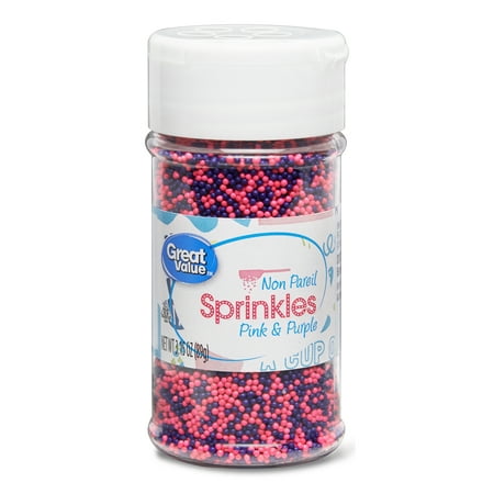 (2 pack) Great Value Non Pareil Sprinkles, Pink & Purple, 3.15