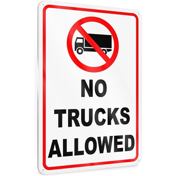 No Trucks Allowed Sign, 8x12 Inch Reflective Aluminum, UV Protected, Weatherproof for Outdoor Use