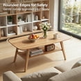 thumbnail image 4 of Mid Century Modern Coffee Table, 100% Solid Oak Wood Coffee Table with Storage Shelf, 2-Tier Coffee Table with Rounded Corners for Living Room, Office, Apartment(Natural Oak Wood Color, 39.37" L) No., 4 of 8