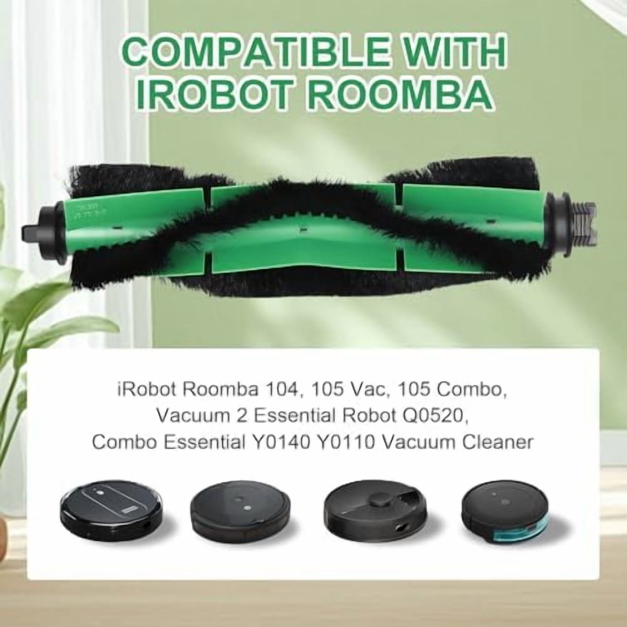 4 Pack Brushes Accessories Compatible with iRobot Roomba 104, 105 Combo, Vac 105, Vacuum 2, Q0120, Q0520, Y0140, Y0110 Robot Vacuum Cleaner, 1 Cleaning Tool