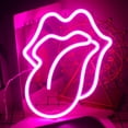 thumbnail image 1 of Letrero decorativo de neón con forma de lengua LED para labios, color rosa, 23 x 26 cm, 1 of 7