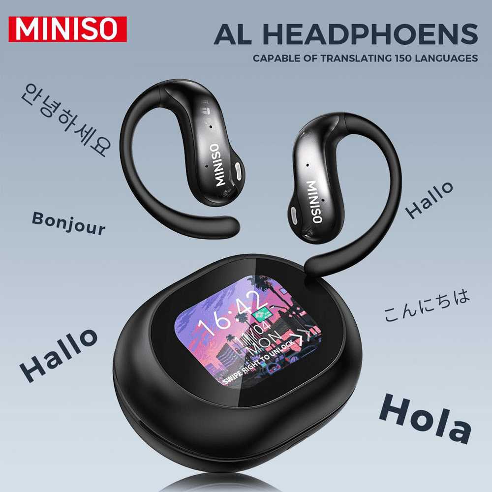 MINISO MS188 Bluetooth Headphones Open Ear Translation Earbuds with Mic Display Charging Case Waterproof IPX5