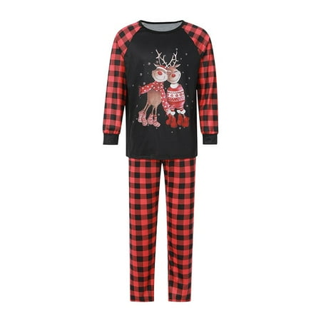 

JUNBYONE Family Outfits Matching Sets Party Pajamas Family Xmas Raglan Shirt Holiday Loungewear