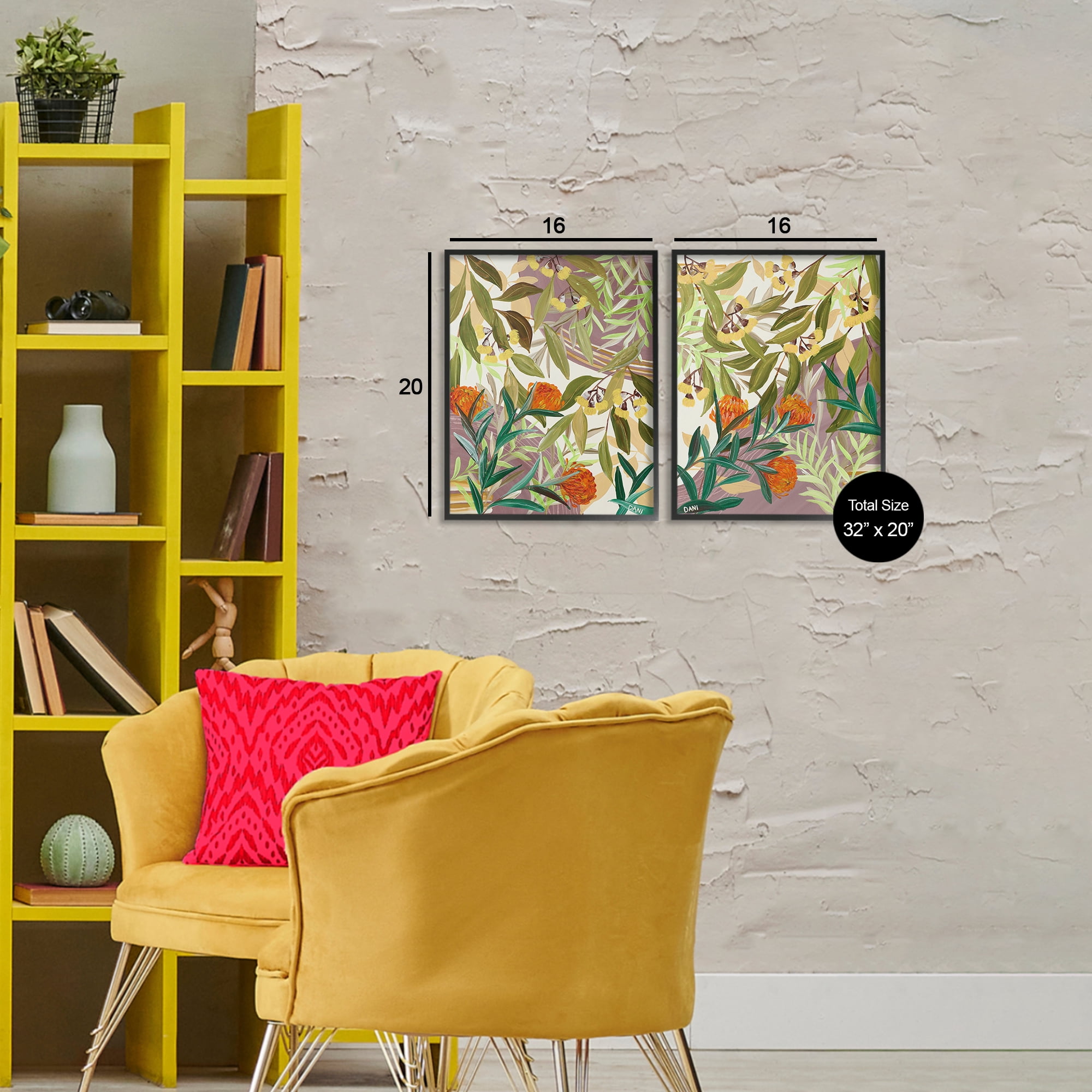 Stupell Industries Walk With Me Botanicals 2 Piece Black Framed Giclee Art Set, design by Dani Heyward