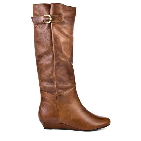Steven Intyce - Brown Leather Wedge Riding Boot
