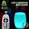 thumbnail image 3 of Magshion Barrel Shaped LED Bat Stool, 16 Color Changing LED Barstool with Remote Control, Rechargeable LED Cube Barstool Seat Home Patio Pool Party Decor, 3 of 11