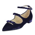 thumbnail image 2 of FSJ Women Graceful Bowknot Pointed Toe Flats Buckled Ankle Strap Mary Jane Low Heel Comfortable Casual Walking Shoes Size Size 9 Navy, 2 of 4