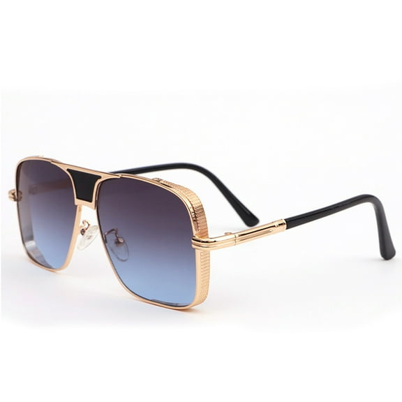 Fashionable round frame ladies modern sunglasses trendy sunglasses, made of PC, metal, plastic - blue
