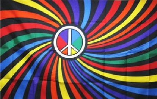 Tie Dye Peace Sign Rainbow Swirl Colors LGBT Good Vibes 3X5 Flag Rough Tex® 100D Tie Dye Peace Sign Rainbow Swirl Colors LGBT Good Vibes 3X5 Flag Rough Tex® 100D