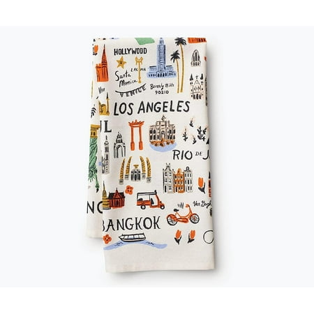 

Bon Voyage Tea Towel 28 L x 21 W Add or into Your Kitchen with Vibrant Screen Printed Towels Added Loop Made from ton Machine Washable