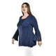 thumbnail image 2 of Blusa de manga acampanada con encaje Roman Fashion /Tallas Extras, 228 (Azul marino) azul marino 42, 2 of 5