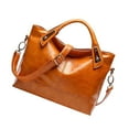 thumbnail image 4 of Bolso de mano vintage de lujo para mujer, de piel auténtica encerada, tipo bandolera (marrón claro)., 4 of 8