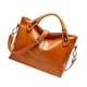 thumbnail image 5 of Bolso de mano vintage de lujo para mujer, de piel auténtica encerada, tipo bandolera (marrón claro), 5 of 6