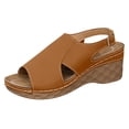 thumbnail image 6 of Platform Wedges Heels for Women Comfy Orthopedic Sandals Open Toe Splice Leather Back Strap Walking Shoes Brown Size 6.5, 6 of 7