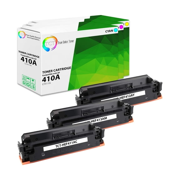 TCT 410A Color Toner Cartridge 3 Pack - Premium Compatible Replacement for 410A CF411A CF412A CF413A