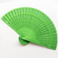 thumbnail image 2 of Handheld Folding Fan | Sandalwood Carved Wooden Fan 20Cm - Elegant Wedding Decoration, Bamboo Hand Fan for Dancing, Cosplay, Home Decor, Cooling essory Gift, Fan Green, 2 of 2