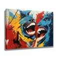 thumbnail image 2 of Abstract Artwork Features Two Vibrantly Colored Exaggerated Open Mouth With Sharp Teeth Poster Decorative Painting Canvas Wall Art Living Room Posters Bedroom Painting,Frame-style,24x36inch(60x90cm), 2 of 8