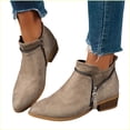 thumbnail image 5 of Shrysg Women's Ankle Boots Casual Low Block Heel Zip Short Booties Comfortable Flock Short Boots with Side Zipper for Outdoor and Daily Wear Khaki, 5 of 5