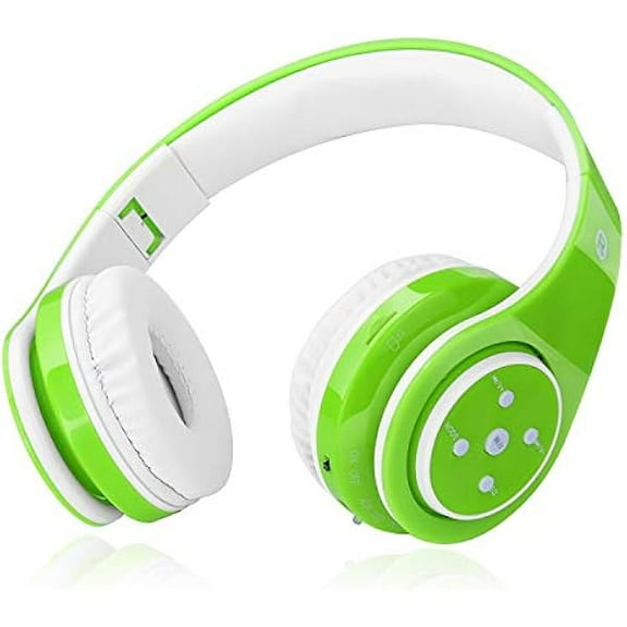 Kids Bluetooth Headphones 85db/110db Volume Limit Wireless/Wired Aux Port Foldable Noise Protection Over-Ear Build-in Mic Headphones for Kids Adults Travel School Phone Pad Tablet PC Green