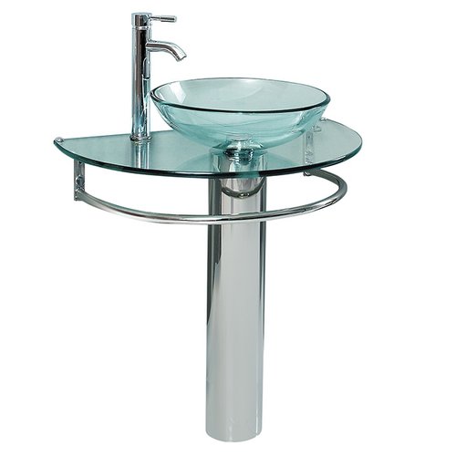 Fresca Attrazione Glass Glass 35'' Pedestal Bathroom Sink