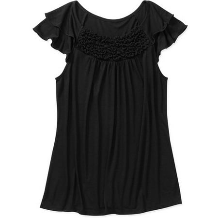 Women's Smocked Flutter Sleeve Woven Top - Walmart.com