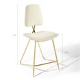 thumbnail image 6 of Counter Stool Chair, Set of 2, Velvet, Metal Steel, Ivory White, Modern Contemporary Urban Design, Bar Pub Cafe Bistro Hotel Restaurant Hospitality, 6 of 10