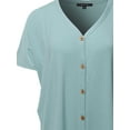 thumbnail image 5 of A2Y Women's Loose Fit Short Sleeve Button Down Front Tie Top Light Green 2XL, 5 of 7