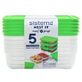 thumbnail image 1 of Sistema Nest It Meal Prep Containers, 870 mL, Green (Colour May Vary), 5 Pack, 1 of 3