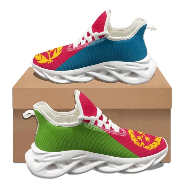 Zapatillas deportivas con estampado de bandera de Eritrea para mujer y hombre, para otoño e invierno, para viajes al aire libre, de malla resistente a la suciedad y con absorción de impactos.