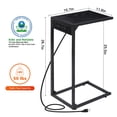 thumbnail image 3 of C Shaped End Table with Charging Station, Slide Under Sofa Side Table Set of 2 ,TV Tray Couch Table with USB Ports Outlets, Metal Frame Snack Table for Living Room Bedroom Black, 3 of 10