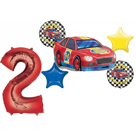 Race Car Theme 2nd Birthday Party Supplies Stock Car Balloon Bouquet Decorations