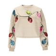 thumbnail image 6 of Sequins Crop Sweatshirts Women Dropped Long Sleeve Crewneck Pullover Tops Loose Fall Halloween Christmas Outfits (S, White A), 6 of 6
