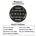 thumbnail image 2 of Labymos Phare de Moto 12V/24V 7 Pouces Rond LED Lampe de Conduite Tête de Lampe Adaptée pour, 2 of 7