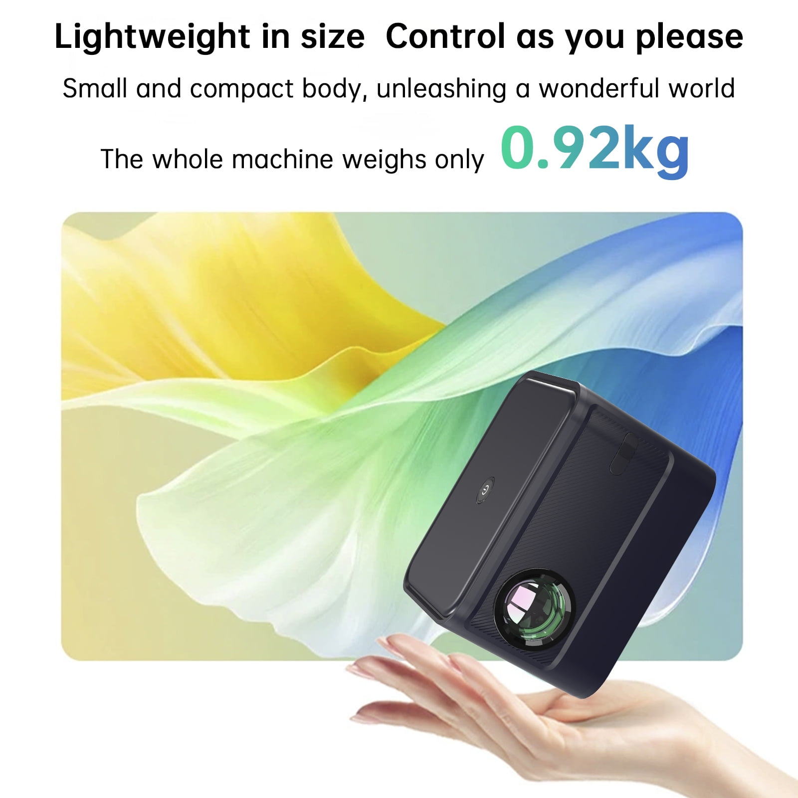 VIPQV 4K Android Smart Projector, Voice Control, Auto Focus & Keystone, Wireless Screen Projection, 1400 Lumens, MEMC Motion Compensation, Built-in Speakers, HD 720P Native