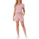 thumbnail image 2 of Conjunto de lounge de 2 piezas para mujer INSPIRE CHIC, suéter de punto, camiseta de manga corta y pantalones cortos, pijama, 2XL, rosa, 2 of 5