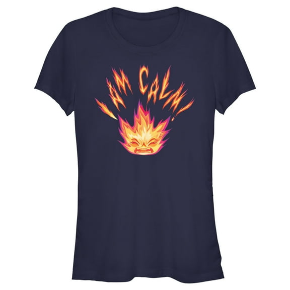 Junior's Elemental Ember I am Calm Graphic Tee Navy Blue Medium
