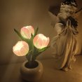 thumbnail image 2 of LED tulipán flor maceta luz simulación maceta cerámica luz ambiente luz nocturna adorno decorativo (rosa, 1 paquete) JAMW Sencillez, 2 of 5