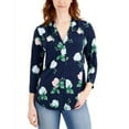 thumbnail image 2 of MSRP $50 Charter Club Women Floral-Print 3/4-Sleeve Blouse Pink Size Small, 2 of 3