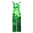 thumbnail image 6 of lcziwo Women's St. Patrick's Day Cute Jumpsuits Lucky Irish Clover Graphic Rompers Casual Adjustable Straps Wide Leg Overalls Cotton Linen Summer Beach Outfits Green XL, 6 of 6