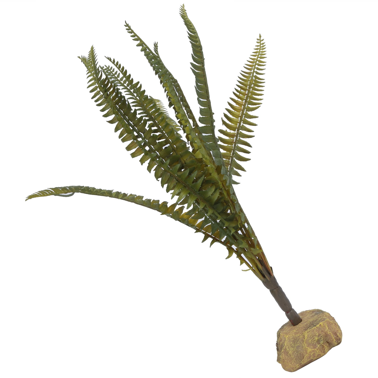 Riousery Artificial Fake Boston Fern Simulation Landscaping Plant for Aquarium and Reptile Box Decoration, Premium Realistic Resin Base Habitat Decor for Turtles Frogs Chameleons, 13.4 Inches, Green